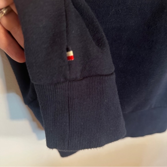 Tommy Hilfiger Size XS Fleece Spellout Tunic Sweatshirt Navy Blue - Picture 6 of 11